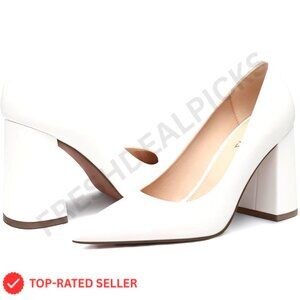 Chunky Heel Pumps Pointed Toe Elegant Formal Work Party Night Dress Shoes